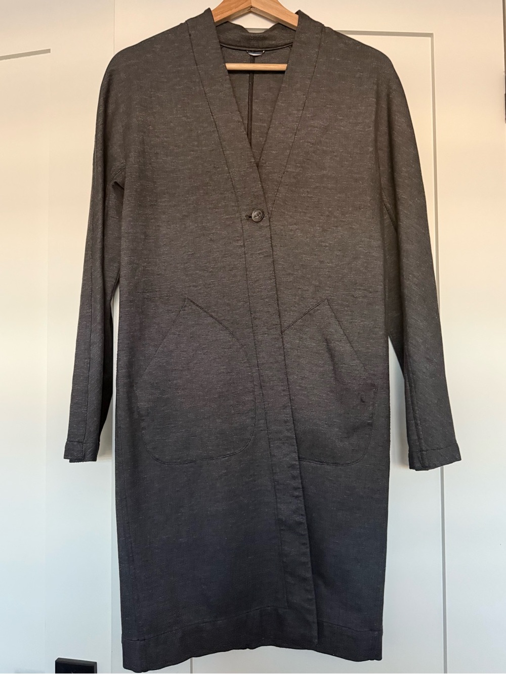 Kit and Ace Charcoal Grey Single-Button Long Duster Cardigan Coatigan Small S